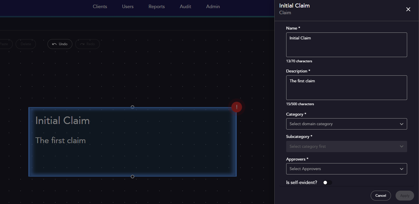 Blank Element Sidebar - for an initial claim